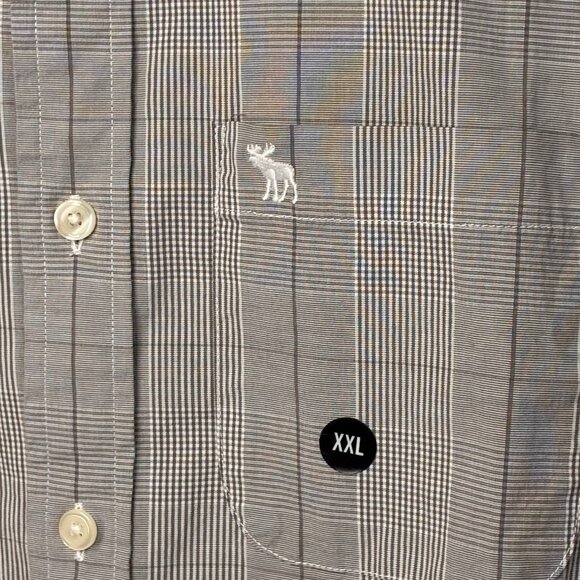 Abercrombie‎ & Fitch button-down shirt New WO Tags Mens XXL Gray Glen Plaid - Picture 4 of 11